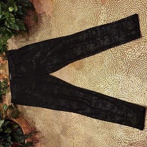 Level 99 Women's Ultra Faux Black Suede  Metallic Leather Leggings